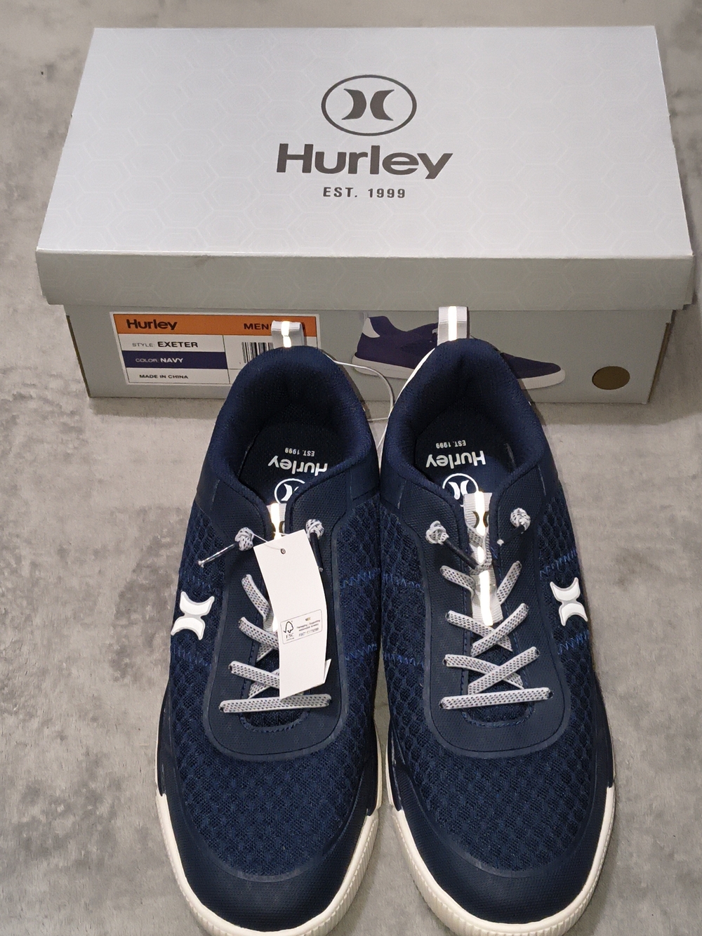 Hurley Men’s Exeter Athletic Sneakers in Navy and White